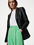 Crepe Pleat Front Straight Leg Trousers