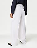 Crepe Pleat Front Straight Leg Trousers