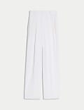 Crepe Pleat Front Straight Leg Trousers