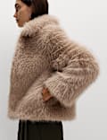 Faux Fur Collared Short Jacket