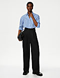Lyocell Rich Pleated Wide Leg Trousers