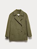 Wool Blend Double Breasted Coat
