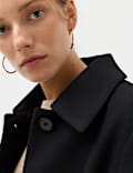Faux Fur Animal Print Collared Coat with Wool