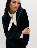 Velvet Cotton Rich Tailored Collarless Blazer