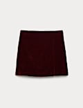 Mottled Velvet Side Split Mini A-Line Skirt