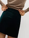 Cotton Rich Velvet Mini A-Line Skirt