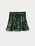 Velvet Sequin Mini Skater Skirt