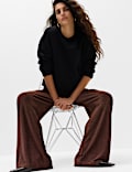 Sparkly High Waisted Wide Leg Palazzo Trousers