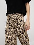 Pantalones plisados de pata ancha con estampado animal