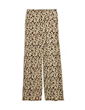 Pantalones plisados de pata ancha con estampado animal