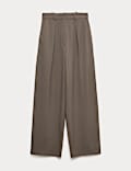 Woven Barrel Leg Trousers with Stretch