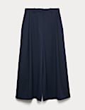 Woven Pleated Wide Leg Culottes