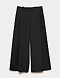 Woven Pleated Wide Leg Culottes