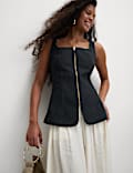 Denim Tailored Zip Through Waistcoat