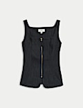 Denim Tailored Zip Through Waistcoat