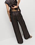 Stripe Plisse Palazzo Trousers