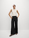 Woven Side Stripe Wide Leg Trousers