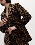 Cotton Velvet Leopard Single Breasted Blazer