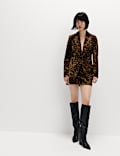 Cotton Velvet Leopard Single Breasted Blazer
