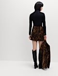Cotton Rich Velvet Animal Print Mini Skirt
