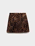 Minifalda de terciopelo de algodón con estampado animal