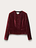 Velvet Mottled Colarless Fitted Jacket