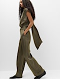 Satinhose mit geradem Bein und Nadelstreifen