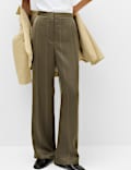 Satinhose mit geradem Bein und Nadelstreifen