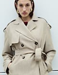 Belted Double Breasted Short Trench Coat