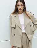 Belted Double Breasted Short Trench Coat