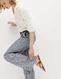 Linen Blend Pinstripe Wide Leg Trousers