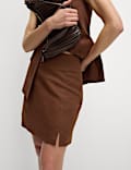 Linen Blend Mini Slip Skirt