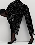 Lace Diamante Wide Leg Trousers with Stretch