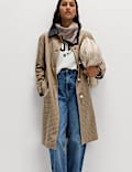 Checked Collared Car Coat