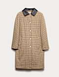 Checked Collared Car Coat