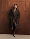 Faux Fur Single Breasted Longline Coat