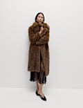 Faux Fur Single Breasted Longline Coat