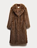 Faux Fur Single Breasted Longline Coat