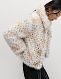 Snow Leopard Faux Fur Short Jacket