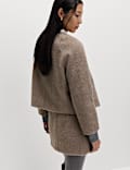 Brushed Collarless Jacket with Wool