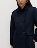 Wool Blend Volume Sleeve Double Breasted Midi Coat