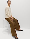 Lyocell Rich Crinkle Wide Leg Trousers