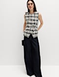 Tailored Checked Asymmetric Single Breasted Waistcoat
