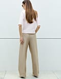 Pleat Front Carrot Leg Trousers