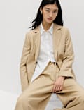 Lyocell Rich Single Breasted Blazer with Linen
