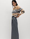 Flannel Wide Leg Trousers