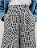 Pure Linen Checked Pleat Front Trousers