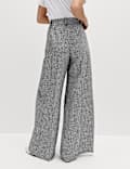 Pure Linen Checked Pleat Front Trousers