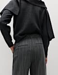 Pantalones de franela de pernera ancha de raya diplomática