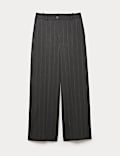 Pantalones de franela de pernera ancha de raya diplomática